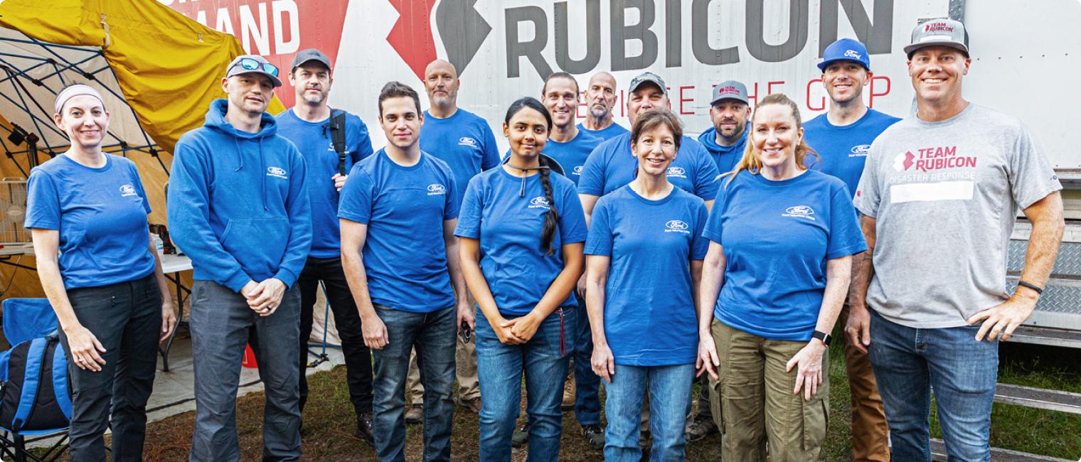 A group of volunteers at a working site