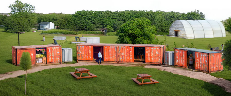 Rendering of shipping containers and vending machine from Wayne State University